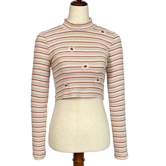 Nordstrom Originality Daisy Ribbed Cropped Turtleneck S Y2K NWOT - Picture 1 of 11